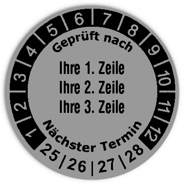 Prüfplaketten 3-zeilig - Durchmesser: 30mm