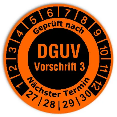 Produktbild: Prüfplaketten DGUV Vorschrift 3 invers - Durchmesser: 30mm