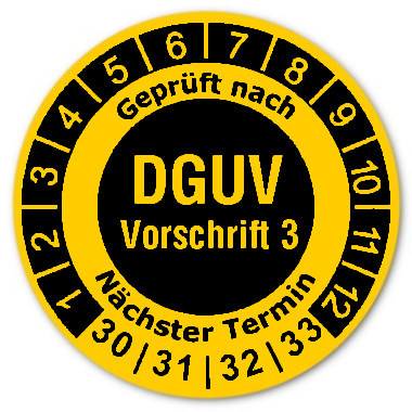 Prüfplaketten DGUV Vorschrift 3 invers - Durchmesser: 30mm