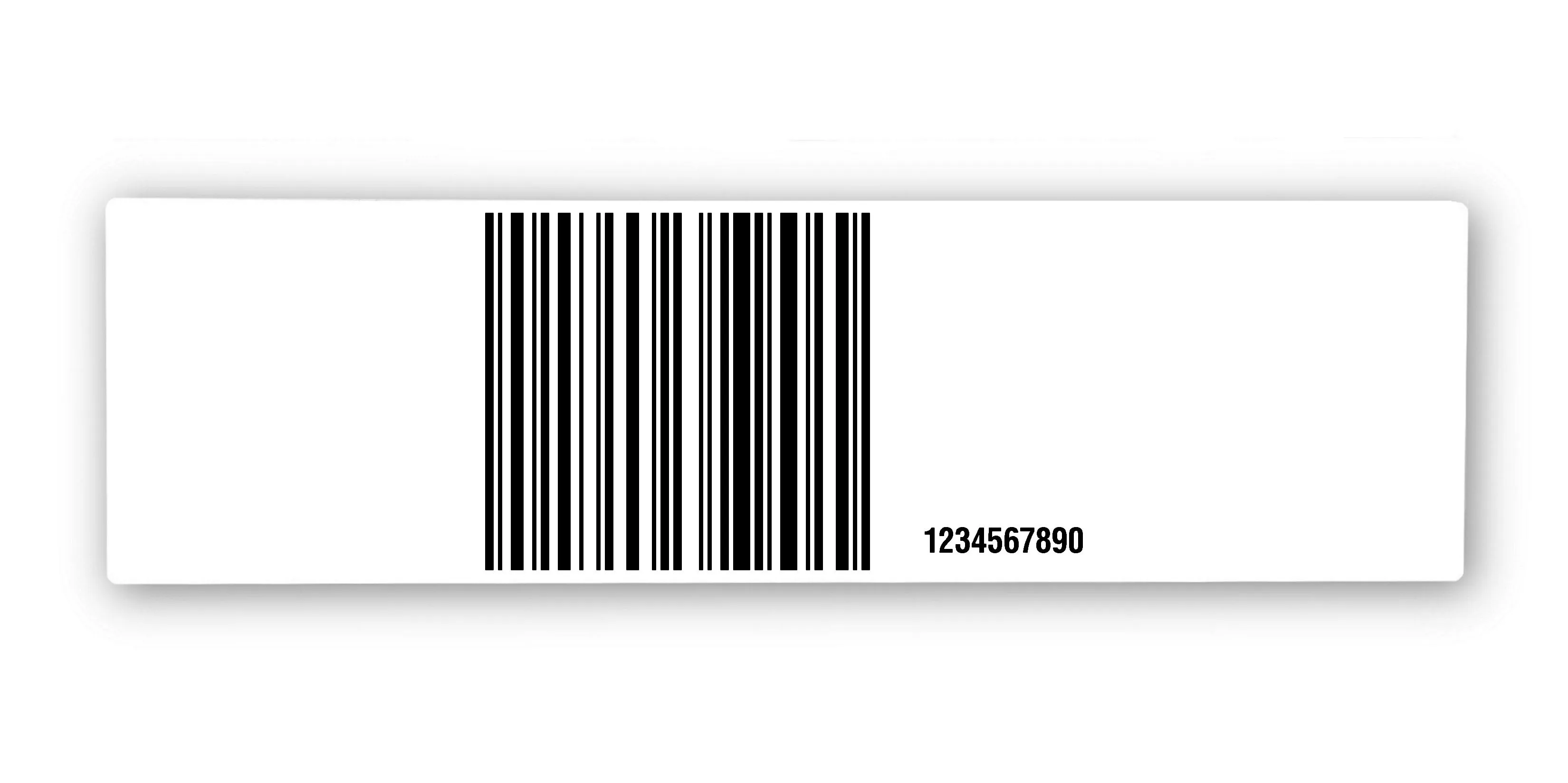 Universaletiketten Material:Polyethylen-Folie weiß matt opak Größe:250x70mm Kopfzeile:"ohne" Barcode:128C Stellenanzahl:10-stellig Ausführung:1 Etikette pro Nummer Menge:1000