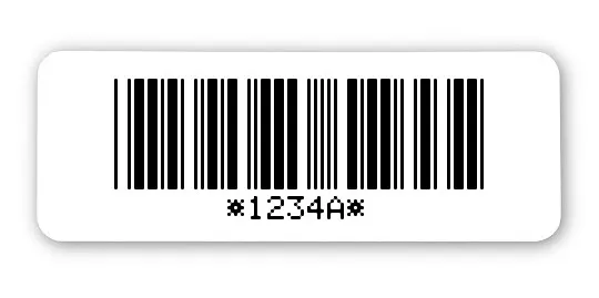 Archivierungsetiketten Material:Polyethylen-Folie hochglänzend weiß Größe:40x15mm Kopfzeile:"ohne" Barcode:Code 39 mit Prüfziffer Stellenanzahl:5-stellig Menge:1000