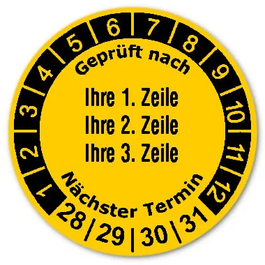 Produktbild: Prüfplaketten 3-zeilig - Durchmesser: 30mm