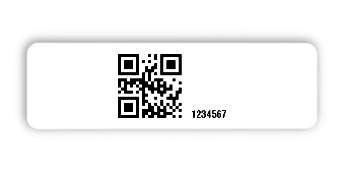 Universaletiketten Material:ThermoTop Größe:50x15mm Kopfzeile:"ohne" Barcode:QR Stellenanzahl:7-stellig Ausführung:1 Etikette pro Nummer Menge:100