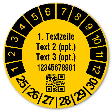 Prüfplaketten Datum mit DataMatrix- oder QR-Code, 1000 Stück