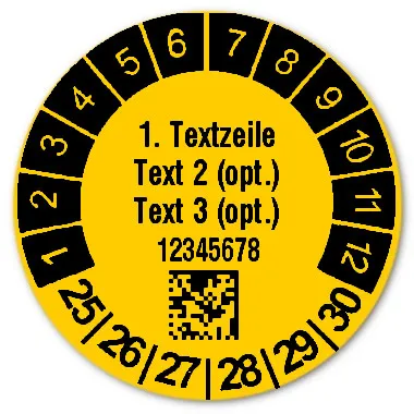 Produktbild: Prüfplaketten Datum mit DataMatrix- oder QR-Code, 1000 Stück
