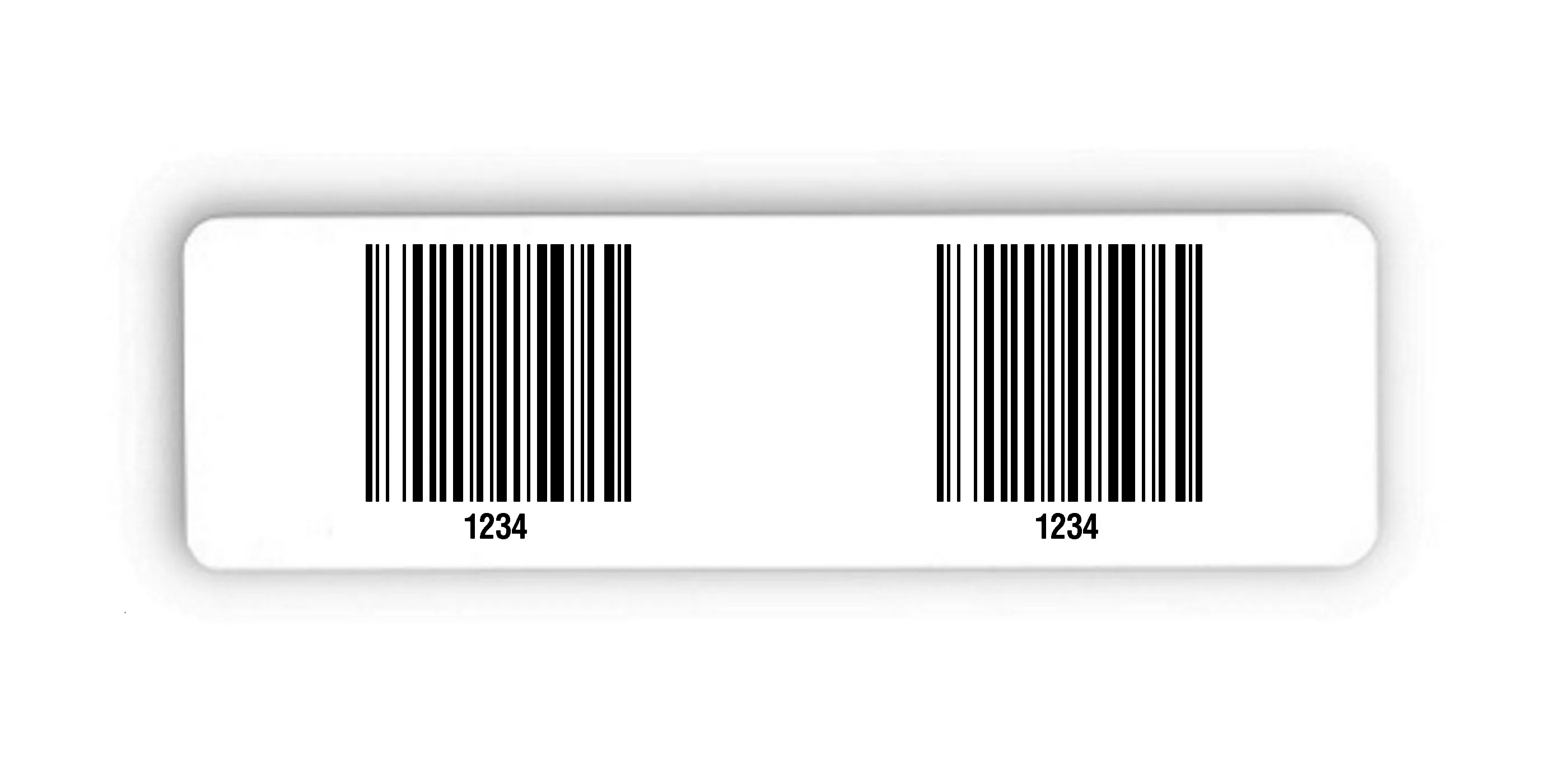 Palettenetiketten Material:Polyethylen-Folie hochglänzend weiß Größe:150x50mm Kopfzeile:"ohne" Barcode:128B Stellenanzahl:4-stellig Menge:300