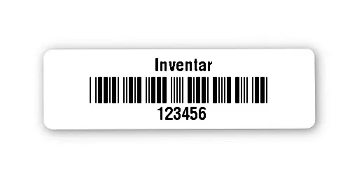 inventar-universal-31x9-folieweiss-inventar-6-ff-39oprfz-500x-1-20-2610-2-99999-I1 Inventaretiketten Universal Material:Folie weiß Größe:31x9mm Kopfzeile:"Inventar" Barcode:Code 39 ohne Prüfziffer Stellenanzahl:6-stellig Ausführung:1 Etikett pro Nummer Etiketten je Rolle:500
