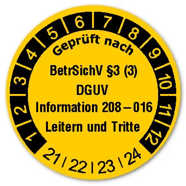 Datum Prüfetikett Material:Folie gelb Größe:Ø 30mm Nächste Prüfung:2021 Barcode:ohne Stellenanzahl:ohne Ausführung:1 Etikett pro Nummer Etiketten je Rolle:1000