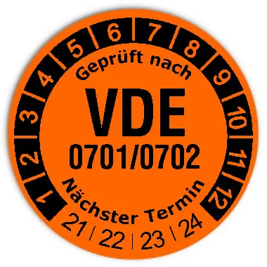 Prüfplaketten Material:Folie orange Größe:Ø 30mm Nächste Prüfung:2021 Barcode:ohne Stellenanzahl:ohne Ausführung:1 Etikette pro Nummer Menge:500