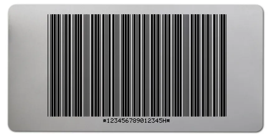 Universaletiketten Material:Polyester-Folie Silberoptik matt Größe:68x34mm Kopfzeile:"ohne" Barcode:Code 39 mit Prüfziffer Stellenanzahl:16-stellig Ausführung:1 Etikette pro Nummer Menge:100