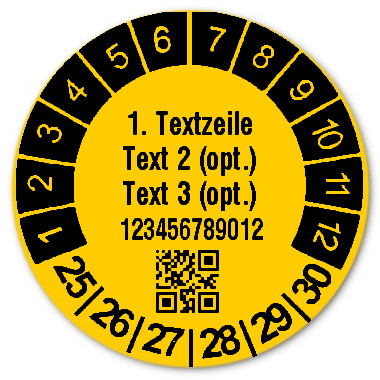 Prüfplaketten Datum mit DataMatrix- oder QR-Code, 1000 Stück
