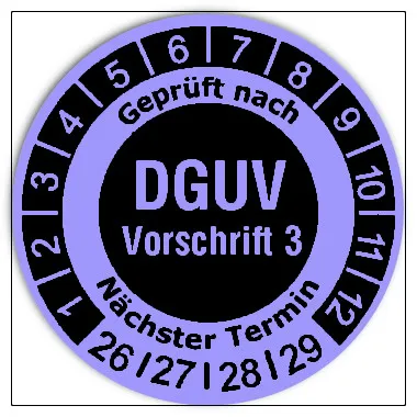 Prüfplaketten DGUV Vorschrift 3 invers