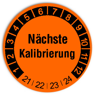Prüfplaketten Material:Folie orange Größe:Ø 30mm Nächste Prüfung:2021 Barcode:ohne Stellenanzahl:ohne Ausführung:1 Etikette pro Nummer Menge:1000