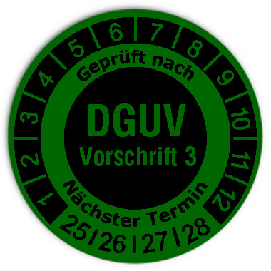 Prüfplaketten DGUV Vorschrift 3 invers