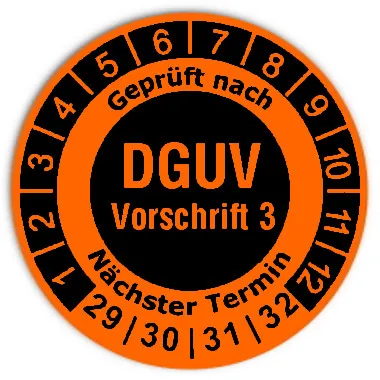 Produktbild: Prüfplaketten DGUV Vorschrift 3 invers - Durchmesser: 30mm
