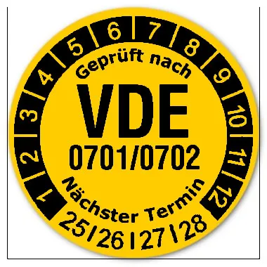 Prüfplaketten VDE 0701/0702