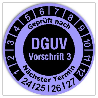 Prüfplaketten DGUV Vorschrift 3 invers