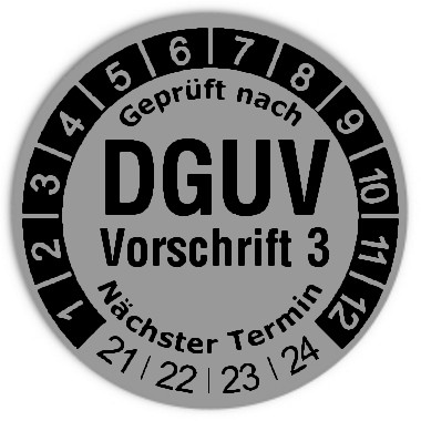 Prüfplaketten DGUV Vorschrift 3, silber, Ø 30mm, 1.000 Stück