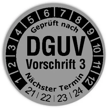 Prüfplaketten DGUV Vorschrift 3, silber, Ø 30mm, 1.000 Stück