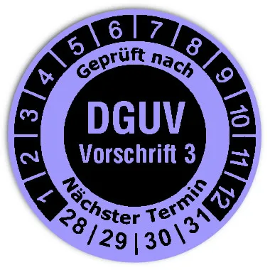 Produktbild: Prüfplaketten DGUV Vorschrift 3 invers - Durchmesser: 30mm