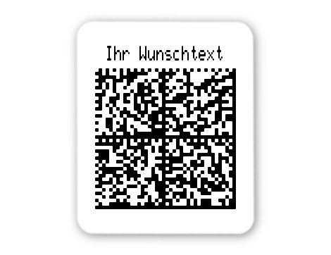 500x Etiketten Folie weiß, 26x22mm, DataMatrix Webadresse fix, Ihr Wunschtext, Ohne Klartext