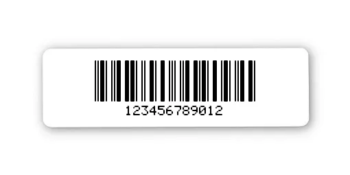 Archivierungsetiketten Material:Polyethylen-Folie hochglänzend weiß Größe:31x9mm Kopfzeile:"ohne" Barcode:2a5 mit Prüfziffer Stellenanzahl:12-stellig Sonderetikett:Postfix 2 Menge:1000