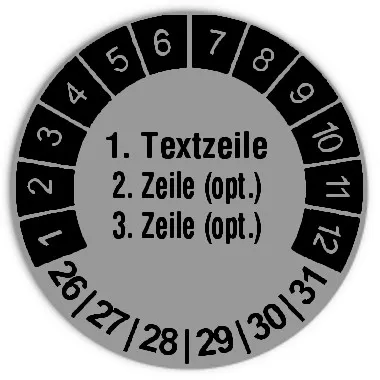 Produktbild: Prüfplaketten 6 Jahre, 3-zeilig, Durchmesser: 30mm