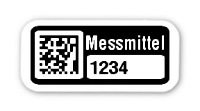 1000x Prüfmitteletiketten Folie weiß, 18x8mm, DataMatrix 4-stellig ff, Messmittel, 1 Etikett pro Nummer