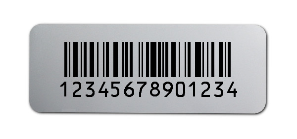 500x Etiketten Folie silber, 40x15mm, 128C 14-stellig ff, 1 Etikett pro Nummer