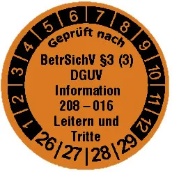 Produktbild: Prüfplaketten "Leitern und Tritte" - Durchmesser: 20mm