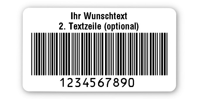 1000x Prüfetiketten Folie weiß, 45x25mm, 10-stellig ff, Ihr Wunschtext, 1 Etikett pro Nummer