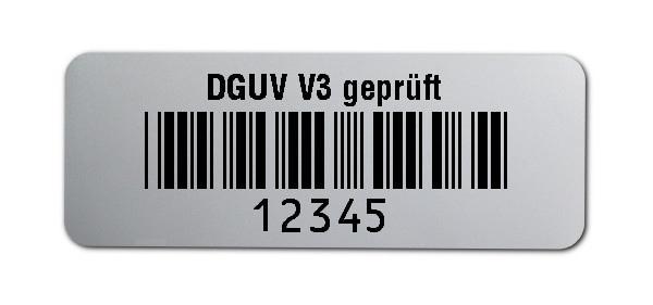 500x Prüfetiketten Folie silber, 40x15mm, 5-stellig ff, DGUV V3 geprüft, 1 Etikett pro Nummer