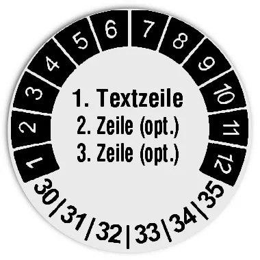 Produktbild: Prüfplaketten 6 Jahre, 3-zeilig, Durchmesser: 30mm