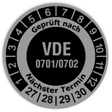 Produktbild: Prüfplaketten VDE 0701/0702 invers - Durchmesser: 30mm