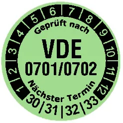 Produktbild: Prüfplaketten "VDE 0701/0702" - Durchmesser: 20mm