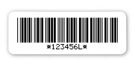 Archivierungsetiketten Material:ThermoTop Größe:40x15mm Kopfzeile:"ohne" Barcode:Code 39 mit Prüfziffer Stellenanzahl:7-stellig Menge:1000