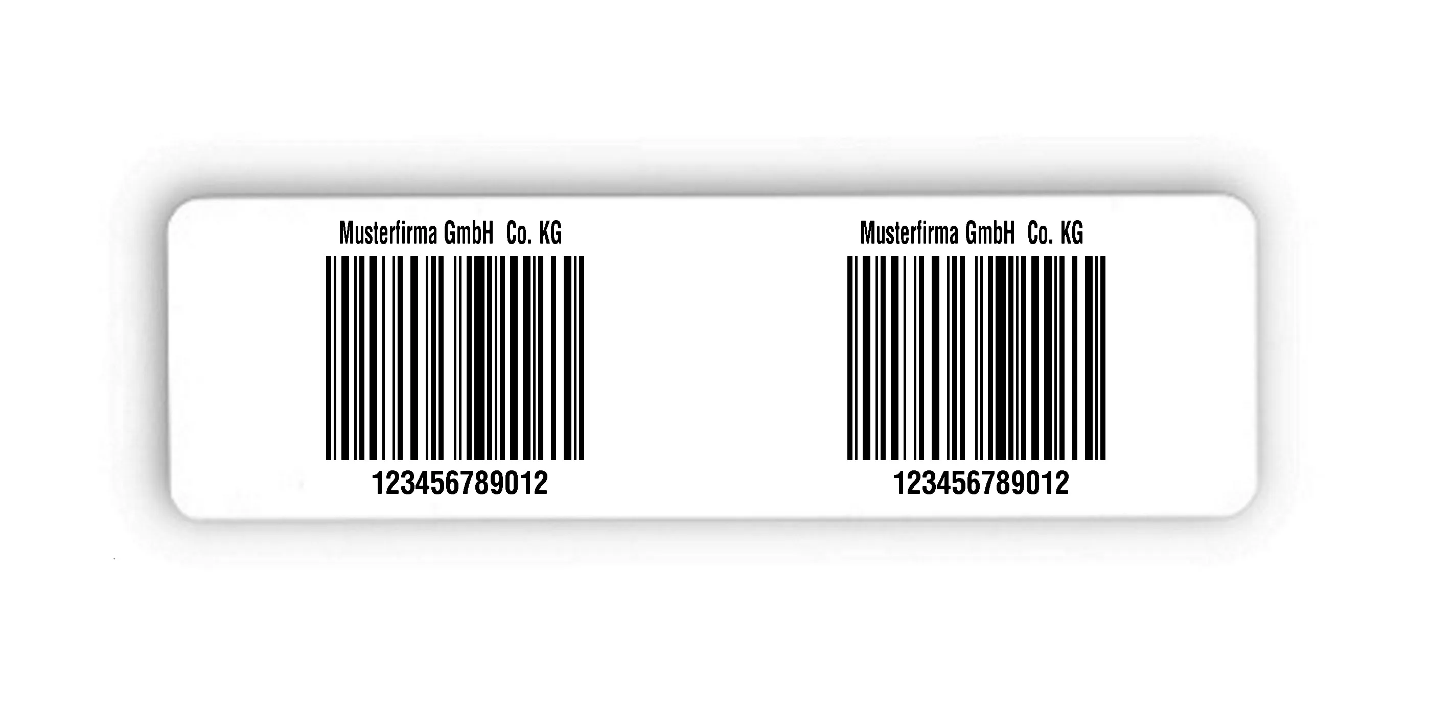 Palettenetiketten Material:Polyethylen-Folie hochglänzend weiß Größe:150x50mm Kopfzeile:"Ihr Wunschtext" Barcode:128C Stellenanzahl:12-stellig Menge:300