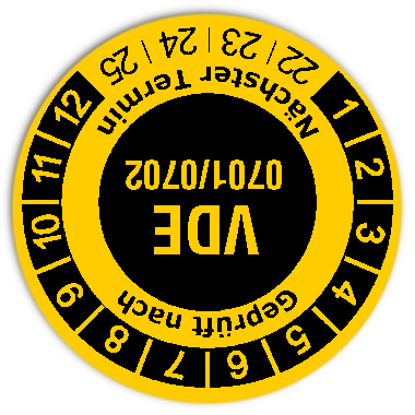 Datum Prüfetikett Material:Folie gelb Größe:Ø 30mm Nächste Prüfung:2022 Barcode:ohne Stellenanzahl:ohne Ausführung:1 Etikett pro Nummer Etiketten je Rolle:1000