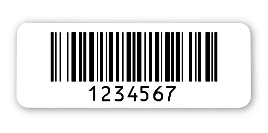 1000x Archivierungsetiketten Folie weiß, 40x15mm, 128B 7-stellig fix, 1 Etikett pro Nummer