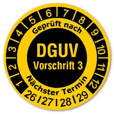 Prüfplaketten DGUV Vorschrift 3 invers