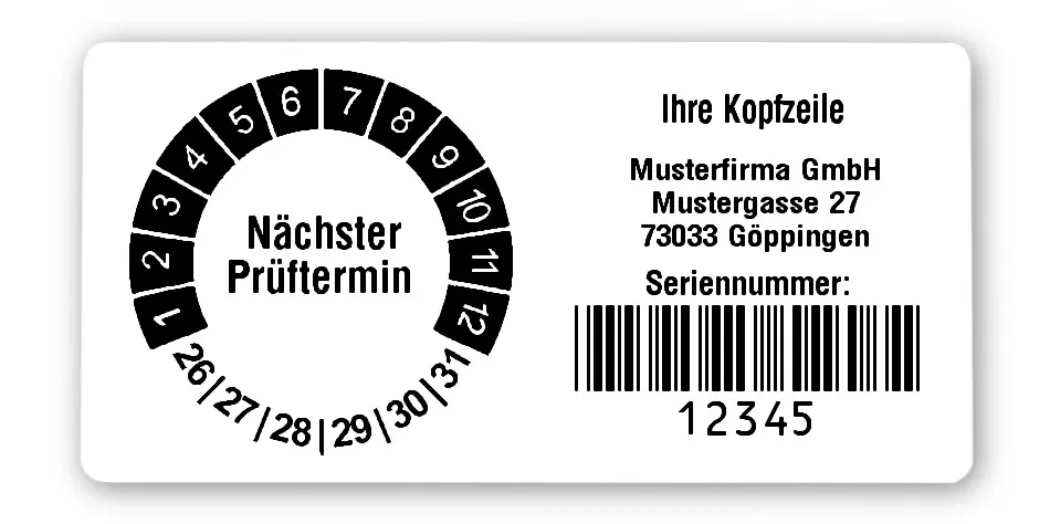 Produktbild: Prüfplakettenträger für Datum Plaketten - 68x34mm, weiß