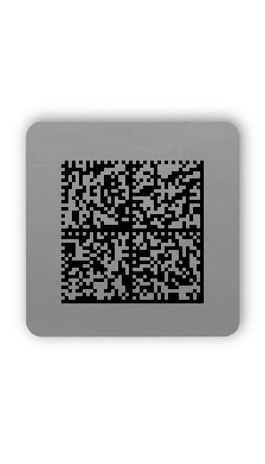 100x Etiketten Folie silber, 26x26mm, DataMatrix Webadresse fix, Ohne Klartext