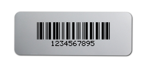 Universaletiketten Material:Folie silber matt Größe:40x15mm Kopfzeile:"ohne" Barcode:2a5 mit Prüfziffer Stellenanzahl:10-stellig Ausführung:4 Etiketten pro Nummer Menge:100