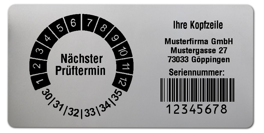 300x set995-Folie silber, 68x34mm, 128B 8-stellig ff, Ihr Wunschtext, 1 Etikett pro Nummer