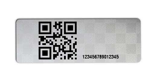 Universaletiketten Material:Siegeletikett Größe:36x13mm Kopfzeile:"ohne" Barcode:QR Stellenanzahl:15-stellig Ausführung:2 Etiketten pro Nummer Etiketten je Rolle:100