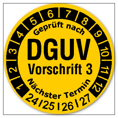 Prüfplaketten DGUV Vorschrift 3