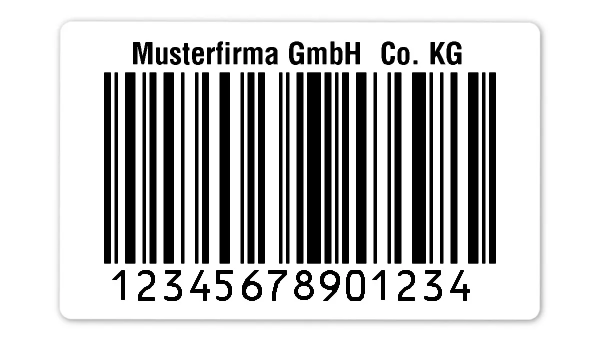 Palettenetiketten Material:Folie weiß Größe:80x50mm Kopfzeile:"Ihr Wunschtext" Barcode:128C Stellenanzahl:14-stellig Ausführung:2 Etiketten pro Nummer Etiketten je Rolle:300