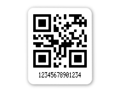 100x Etiketten Folie weiß, 26x22mm, QR 14-stellig ff, 2 Etiketten pro Nummer