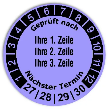 Produktbild: Prüfplaketten 3-zeilig - Durchmesser: 30mm