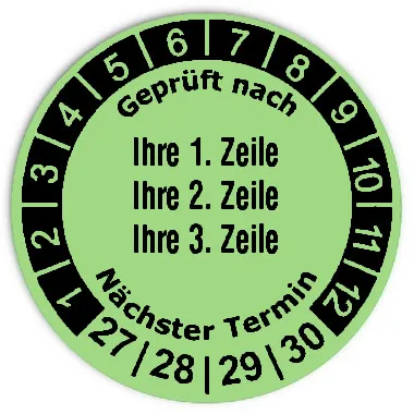 Produktbild: Prüfplaketten 3-zeilig - Durchmesser: 30mm